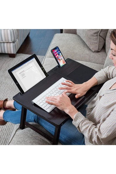 hodbehod Katlanabilir Eğim Ayarlı Ahşap Portatif Tablet Laptop Sehpası Kitap Çalışma Kahvaltı Keyif Masası - 2