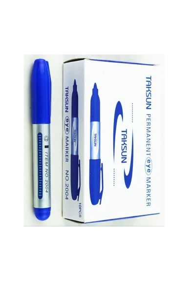 Taksun Permanent Marker Keçeli Koli Kalemi 10 Adet Mavi