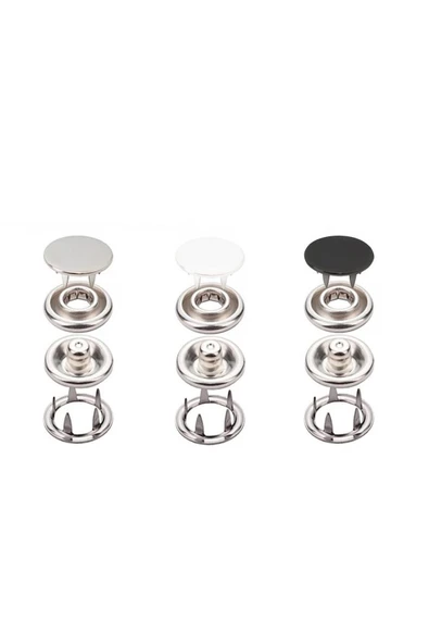 hodbehod 12.5mm 120 Set Sedefli Siyah Beyaz Krom Renk Çıt Çıt ve Çekiç Makina Uyumlu Kalıp Seti - 3
