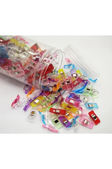 İşkur Makina Dikiş Nakış Kumaş Kağıt Maşası Plastik Klips Tutucu Mandal 120 Ad ürün görseli 1