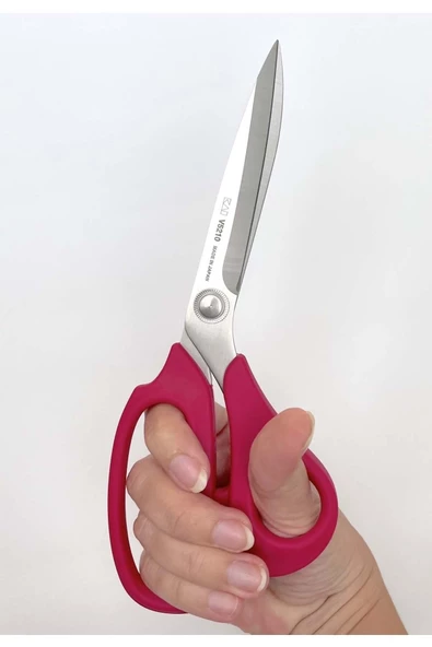 Kai V5210 Kılıflı Pembe Plastik Saplı Kumaş Kesim Makası 21 Cm - 3