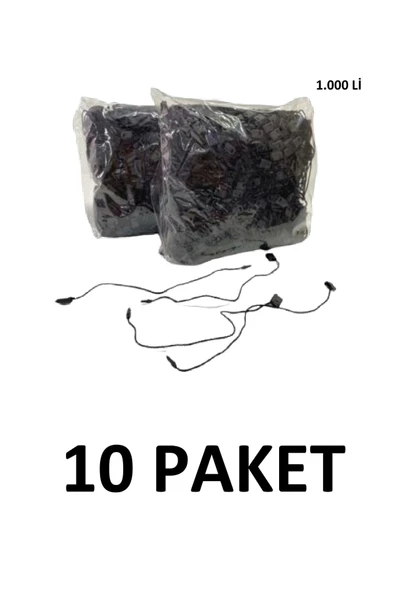 ERKAN 10 Paket (10.000 Adet) Kilitli Etiket Ipi Siyah Renk