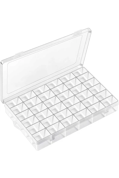 hodbehod 36 Ayarlanabilir Bölmeli Kolye Yüzük Takı Kutusu Organizer Düzenleyici Plastik Kutu 27.5x19.5x4.2 - 4