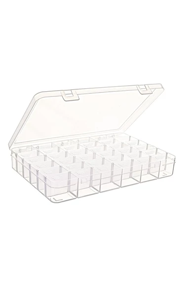hodbehod 36 Ayarlanabilir Bölmeli Kolye Yüzük Takı Kutusu Organizer Düzenleyici Plastik Kutu 27.5x19.5x4.2 - 2