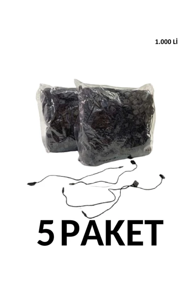 ERKAN 5 Paket (5.000 Adet) Kilitli Etiket Ipi Siyah Renk