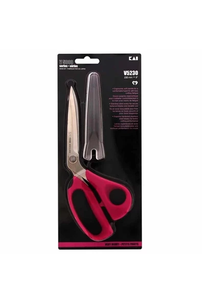 Kai V-5230 Kılıflı Pembe Plastik Saplı Kumaş Kesim Makası 23cm - 2