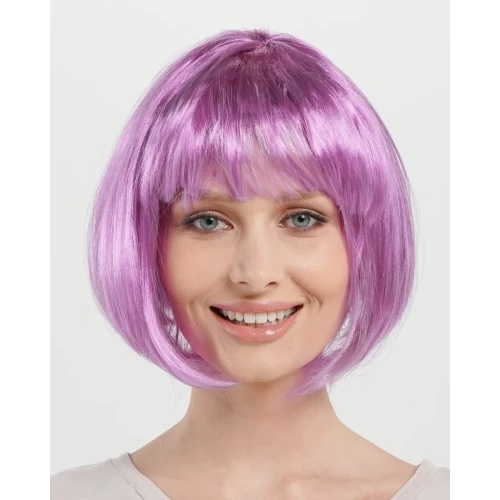 Düz Kesim Küt Parti Peruğu Rose Pembe - 3