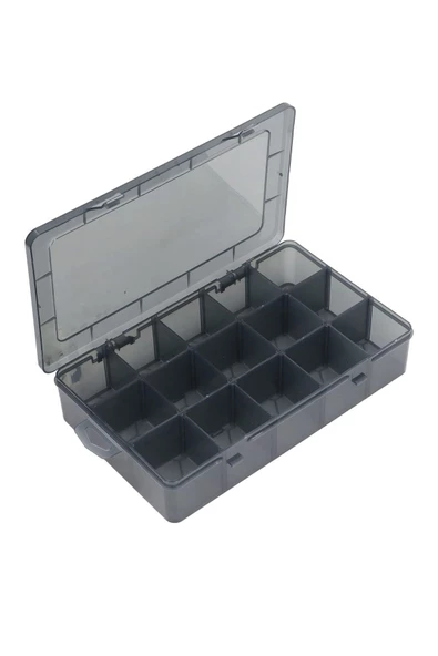 hodbehod 15 Bölmeli Kolye Yüzük Takı Dikiş Kutusu Organizer Düzenleyici Ayarlanabilir Bölmeli Füme Kutu - 2