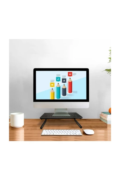 hodbehod Masa Üstü Ekran Monitor Tv Laptop Yazıcı Yükseltici Metal Ayaklı Stand Organiser - 3