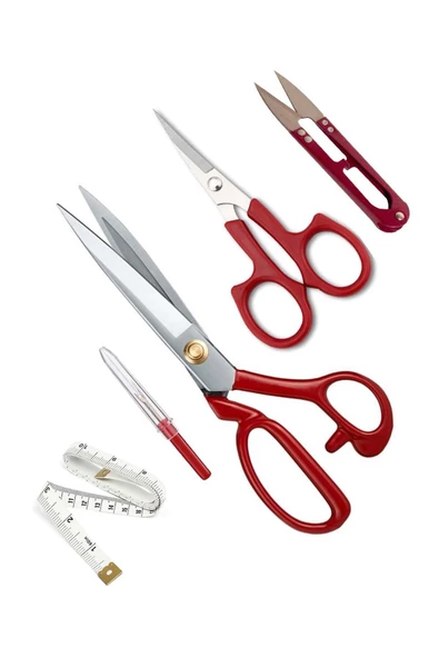 hodbehod 10 No Kırmızı Saplı Çelik Kişiye Özel İsimli Profesyonel Kumaş Kesim Makası Set 25.5cm Set - 2