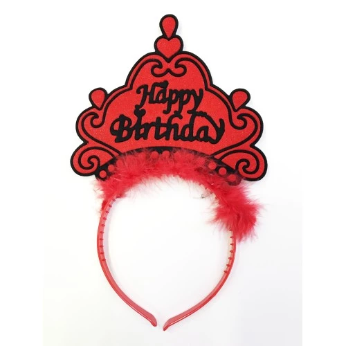 Happy Birthday Yazılı Neon Renk Taç 12 Adet ürün görseli 1