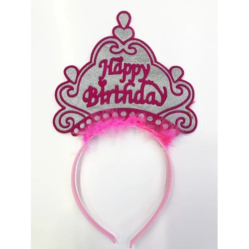 Happy Birthday Yazılı Neon Renk Taç 12 Adet - Resim 4