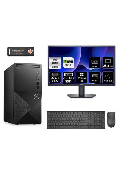 Dell VOSTRO 3910 AE3910S666 i5 12400 20GB RAM 256GB SSD GTX1650 4GB 23.8" W11H MASAÜSTÜ BİLGİSAYAR