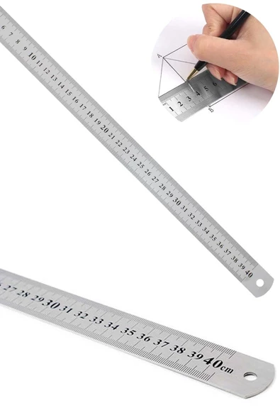 hodbehod Paslanmaz Çelik Cetvel 40cm - 2
