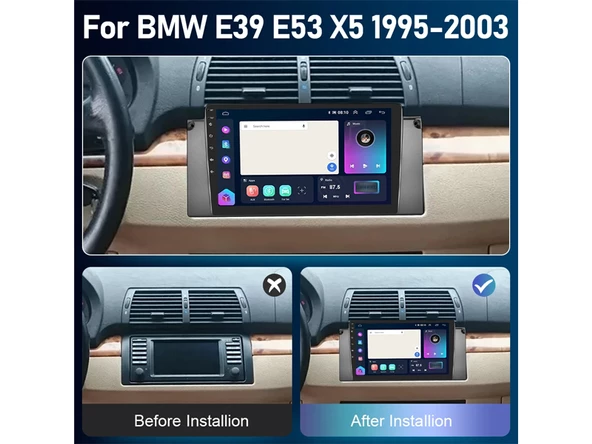 BMW 5 Serisi E39 E53 X5 Multimedya (1995-2006) 4 GB RAM 64 GB Hafıza 8 Çekirdek Navigatör X-Premium Series - Resim 9