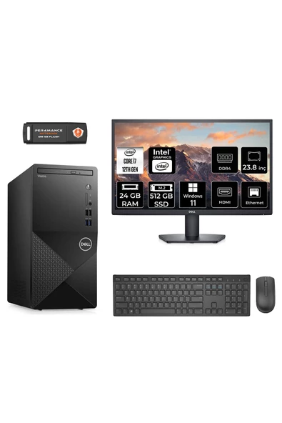 Dell VOSTRO 3910 AEN7600VDT3910S122 i7 12700 24GB RAM 512GB SSD 23.8" W11P MASAÜSTÜ BİLGİSAYAR ürün görseli 1