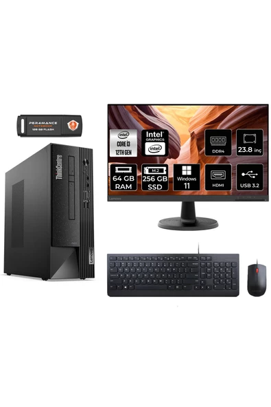 LENOVO Neo 50S AE02VTXS096 i3 12100 64GB RAM 256GB SSD 23.8" W11H MASAÜSTÜ BİLGİSAYAR