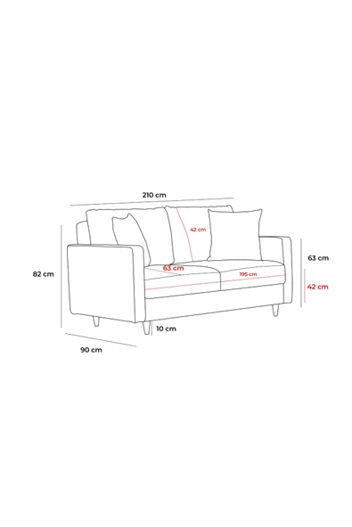 Evdebiz Eva Serisi Yataklı Üçlü Koltuk Antrasit - 7