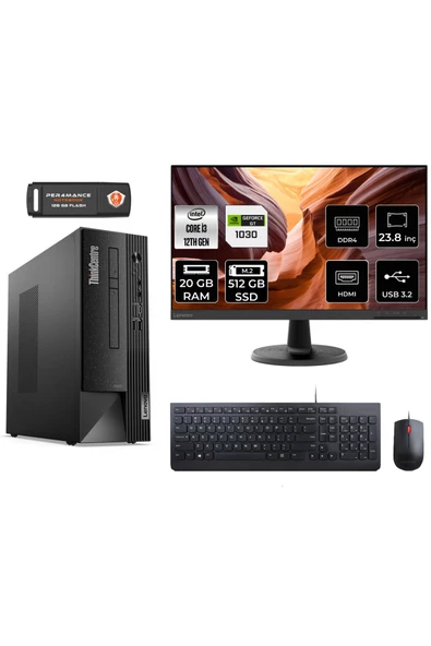 LENOVO Neo 50S AE02VTXS467 i3 12100 20GB RAM 512GB SSD GT1030 23.8" FDOS MASAÜSTÜ BİLGİSAYAR
