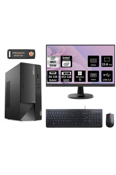 LENOVO Neo 50T AE01ATXS082 i3 12100 36GB RAM 512GB SSD 23.8" W11H MASAÜSTÜ BİLGİSAYAR