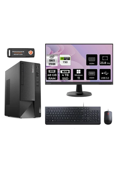 LENOVO Neo 50T AE01ATXS395 i3 12100 48GB RAM 4TB SSD GT730 23.8" W11H MASAÜSTÜ BİLGİSAYAR