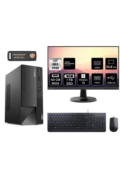 LENOVO Neo 50T AE11SE00MJTXS238 i5 12400 40GB RAM 1TB SSD RX550 23.8" W11H MASAÜSTÜ BİLGİSAYAR
