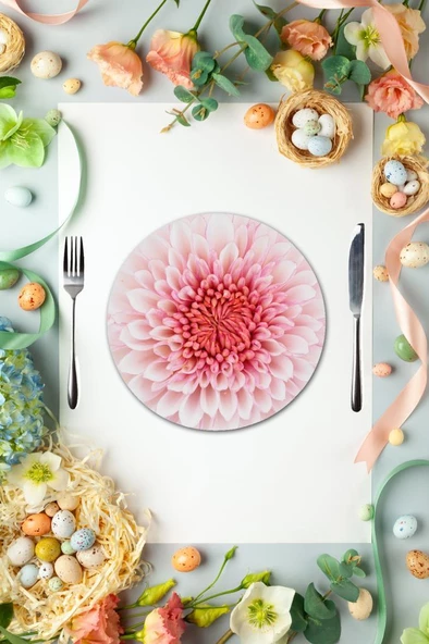 Çap 27 Kasımpatı Desenli Cam Sunumluk Amerikan Servis Supla ürün görseli