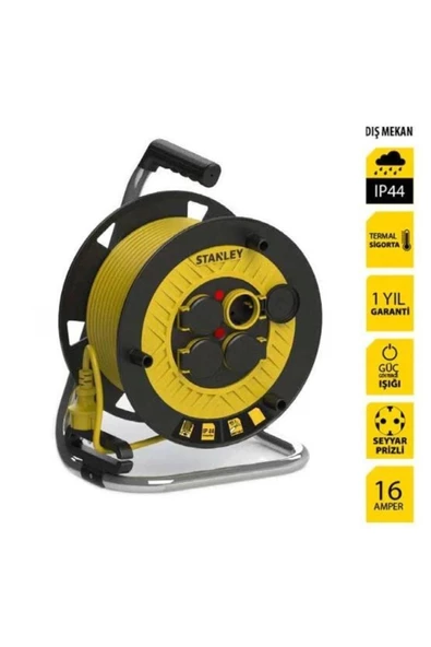 Stanley Stp2515rnf Makaralı Kablo Kauçuk 25 Mt, 3x1.5mm, 4 Priz