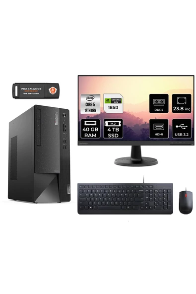 LENOVO Neo 50T AE0BJTXS640 i5 12400 40GB RAM 4TB SSD GTX1650 23.8" FDOS MASAÜSTÜ BİLGİSAYAR