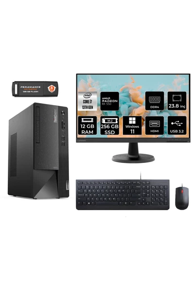 LENOVO Neo 50T AE12JD0008TRS206 i7 13700 12GB RAM 256GB SSD RX550 23.8" W11H MASAÜSTÜ BİLGİSAYAR