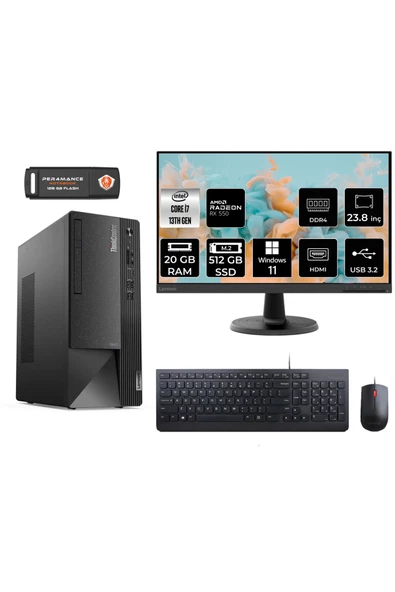 LENOVO Neo 50T AE12JD0008TRS267 i7 13700 20GB RAM 512GB SSD RX550 23.8" W11P MASAÜSTÜ BİLGİSAYAR