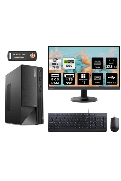 LENOVO Neo 50T AE12JD0008TRS555 i7 13700 8GB RAM 4TB SSD GT1030 23.8" W11P MASAÜSTÜ BİLGİSAYAR