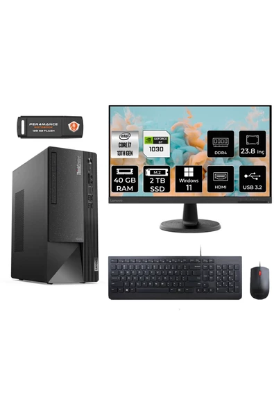 LENOVO Neo 50T AE12JD0008TRS589 i7 13700 40GB RAM 2TB SSD GT1030 23.8" W11P MASAÜSTÜ BİLGİSAYAR