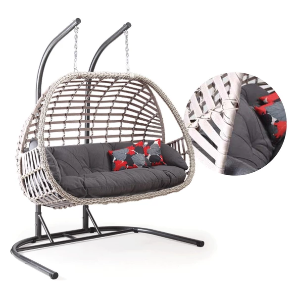 Capri Swing Oylat Çiftli Rattan Bahçe Salıncağı | Balkon Salıncağı - 3