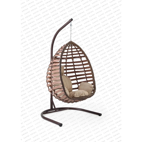 Capri Swing Gümbet Tekli Rattan Bahçe Salıncağı | Balkon Salıncağı - 5