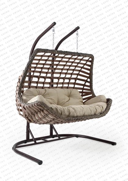 Capri Swing Cunda Çiftli Rattan Bahçe Salıncağı | Balkon Salıncağı - 4