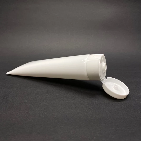 Beyaz Boş Krem Tüpü 100ml , Fliptop Kapaklı Merhem Tüpü ,  Beyaz Lipgloss Tüp 100 ml x 3 Adet - Resim 2