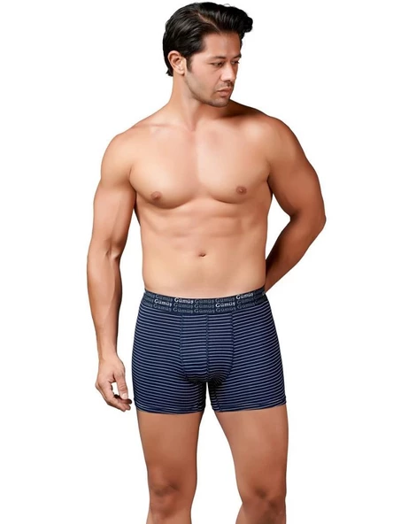 6 Adet Gümüş Erkek Çizgili Likralı Spor Boxer 3114 - 3