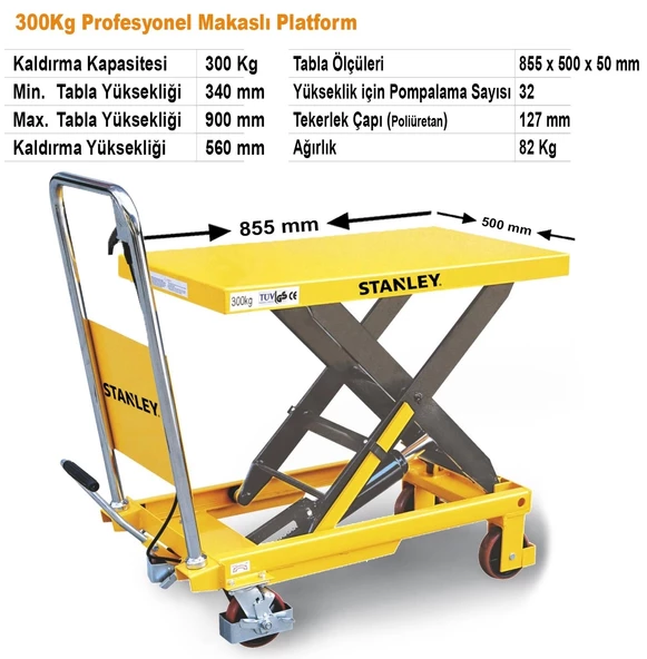 Stanley X300 300Kg Profesyonel Makaslı Platform - 7