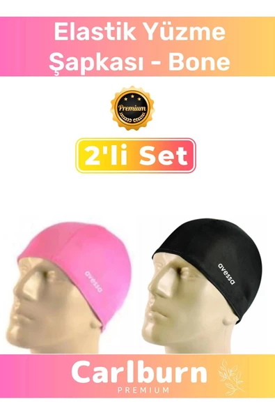 Özel Üretim Su Geçirmez Silikon Yüzücü Havuz Deniz Bonesi Elastik Yüzme Şapkası 2'li Set ürün görseli