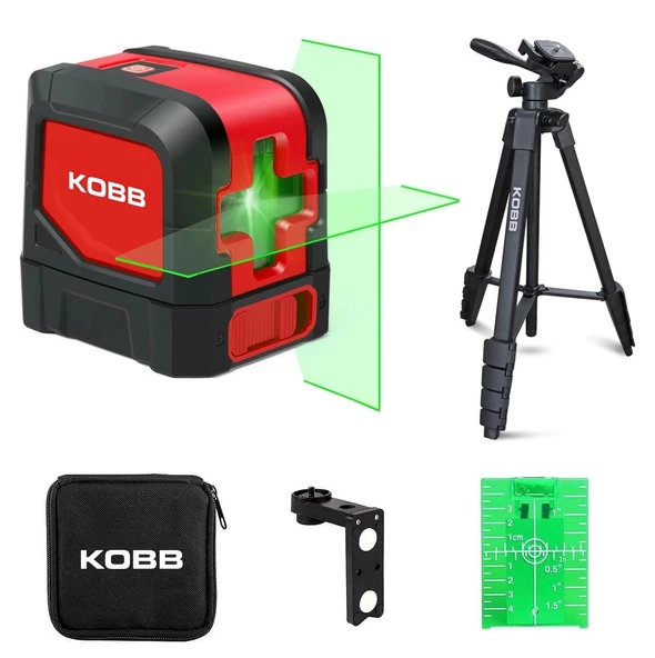 KOBB KBL91GTP 30 Metre Profesyonel Yatay ve Dikey Otomatik Hizalamalı Yeşil Çapraz Çizgi Lazer Distomat + Tripod