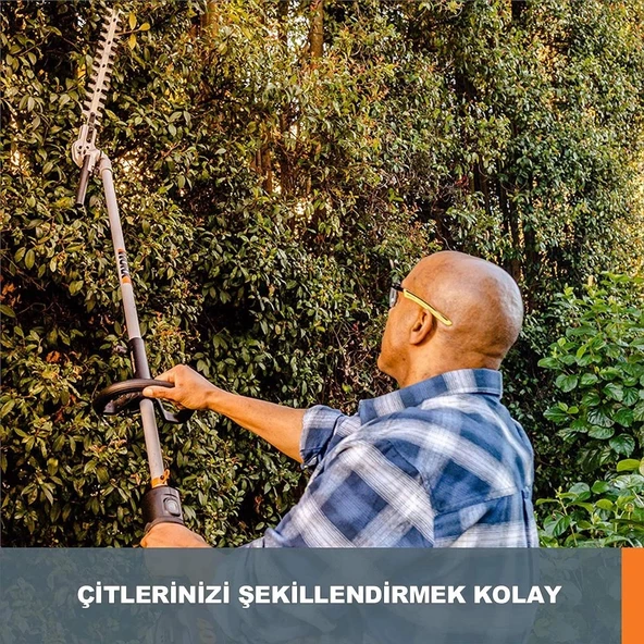 WORX WA0220 WG186E.1 ile Uyumlu 43CM Teleskobik Uzatmalı Açı Ayarlı Çit Budama Başlığı - 8