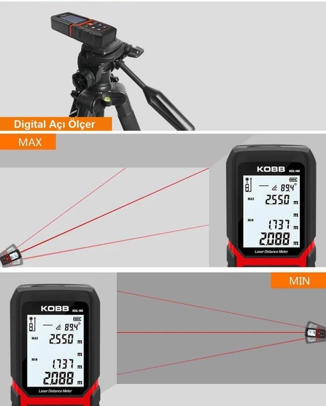 KOBB KBL100 100m Profesyonel Li-ion Şarjlı Lazer Metre