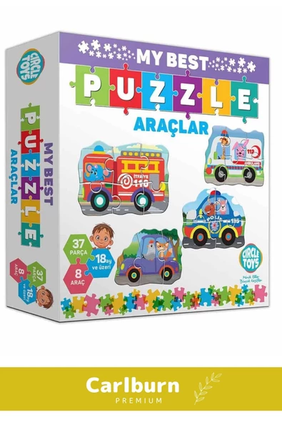 Özel Üretim 37 Parça 8 Araçlı Okul Öncesi Oyuncak Eğitici Öğretici Oyuncak Araçlar Puzzle - 3