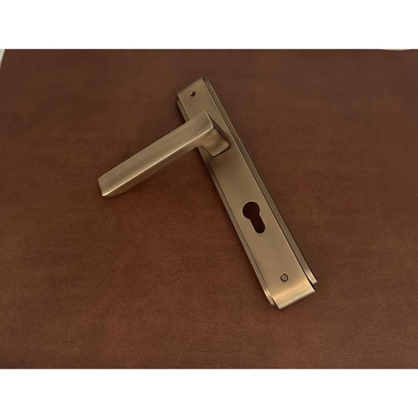 Bella Antik Sarı Lüx Zamak Aynalı Yale Çelik Kapı Kolu Sol Basar Tek Yön - Resim 4