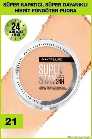 MAYBELLİNE NEWYORK PUDRA & FONDÖTEN SUPERSTAY 24H HYBIRD 21