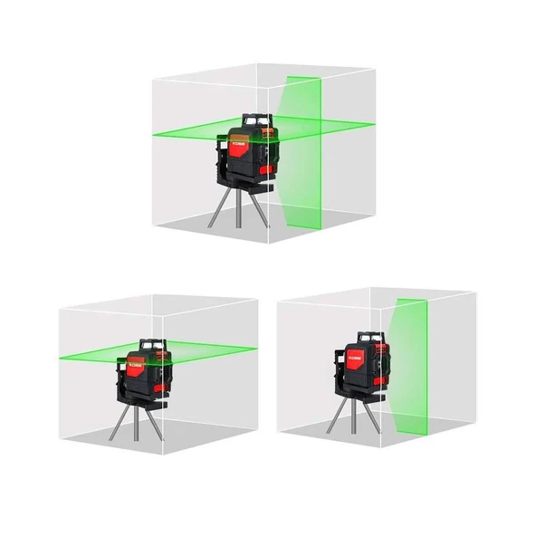 KOBB KBL30G 25 Metre Profesyonel Yatay 360° ve Dikey Otomatik Hizalamalı Yeşil Çapraz Çizgi Lazer Distomat - 8