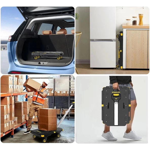 STANLEY PC532B 137kg 62x45cm Dört Tekerli Çekme Kollu Yük ve Paket Taşıma Arabası + FT505 Çok Amaçlı Taşıma Sepeti - 5