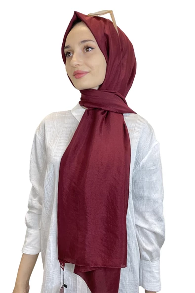 Kroren by Armanda Vual Şal - İpeksi Parlak Şal KR7557  BORDO