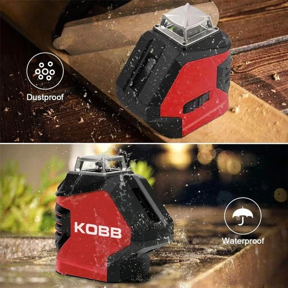 KOBB KBL88G 25M Profesyonel Yatay 360° ve Dikey Otomatik Hizalamalı Nokta Şakül ve Yeşil Çapraz Çizgi Lazer Distomat - 9